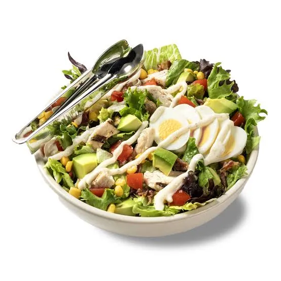 Freshii Cobb group salad with chicken, egg, avocado, corn and tomatoes for catering