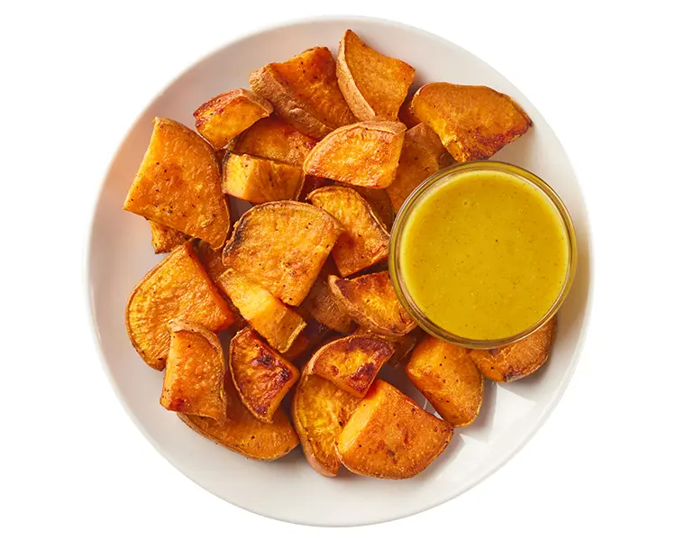 Roasted Sweet Potato Bites with dipping sauce