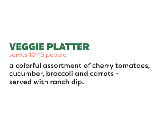Fresh vegetable platter from the Freshii catering menu